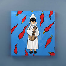 Carica l'immagine nel visualizzatore di Gallery, Pulcinella Corni - Quadri Moderni Di Napoli Su Tela 20X20 / Azzurro