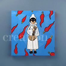 Carica l'immagine nel visualizzatore di Gallery, Pulcinella Corni - Quadri Moderni Di Napoli Su Tela 20X20 / Azzurro