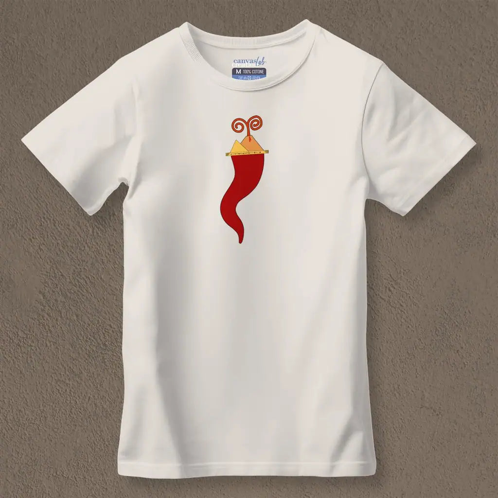 T-shirt Corno Portafortuna Minimal — Beige Chiaro - Off White