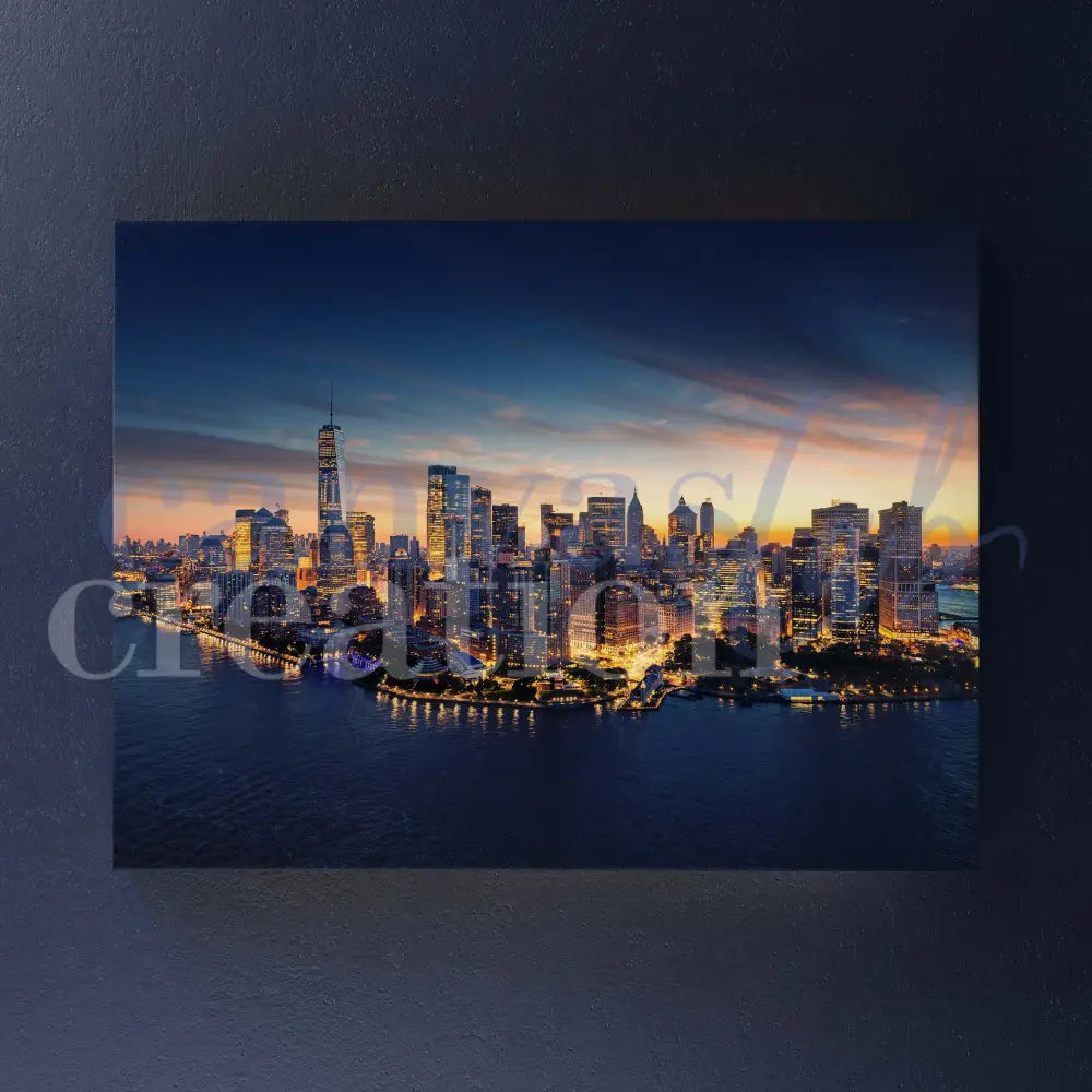 Skyline New York Di Notte - Quadri Su Tela 15X25