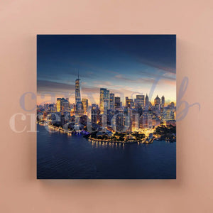 Skyline New York Di Notte - Quadri Su Tela 20X20