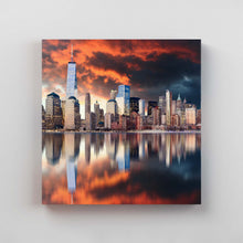 Carica l'immagine nel visualizzatore di Gallery, Skyline New York Al Tramonto- Quadri Di Su Tela 20X20
