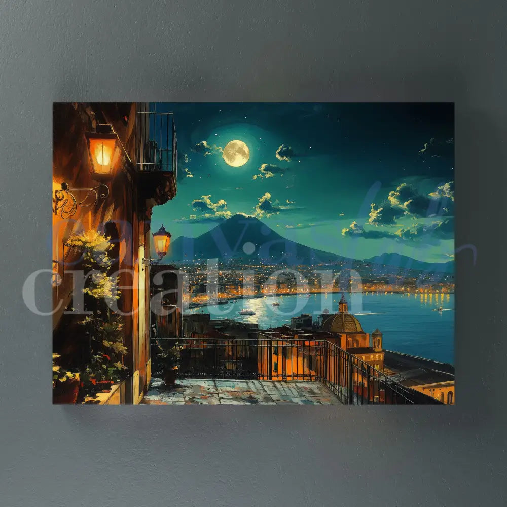 Terrazza Vesuvio Notte - Quadri Moderni di Napoli su Tela