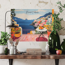 Carica l'immagine nel visualizzatore di Gallery, Positano Landscape - Quadri Moderni Di Viaggio Su Canvas Città Del Mondo
