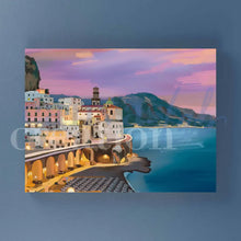 Carica l&#39;immagine nel visualizzatore di Gallery, Praiano Tramonto - Quadri Moderni Costiera Amalfitana 15X25 / Orizzontale
