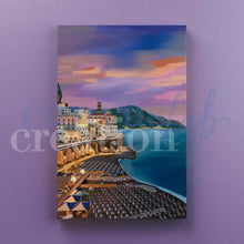 Carica l&#39;immagine nel visualizzatore di Gallery, Praiano Tramonto - Quadri Moderni Costiera Amalfitana 15X25 / Verticale
