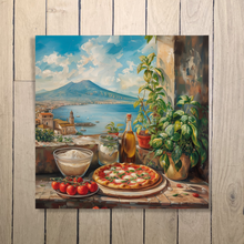Carica l'immagine nel visualizzatore di Gallery, Pizza con Vesuvio - Quadri Moderni di Napoli su Tela
