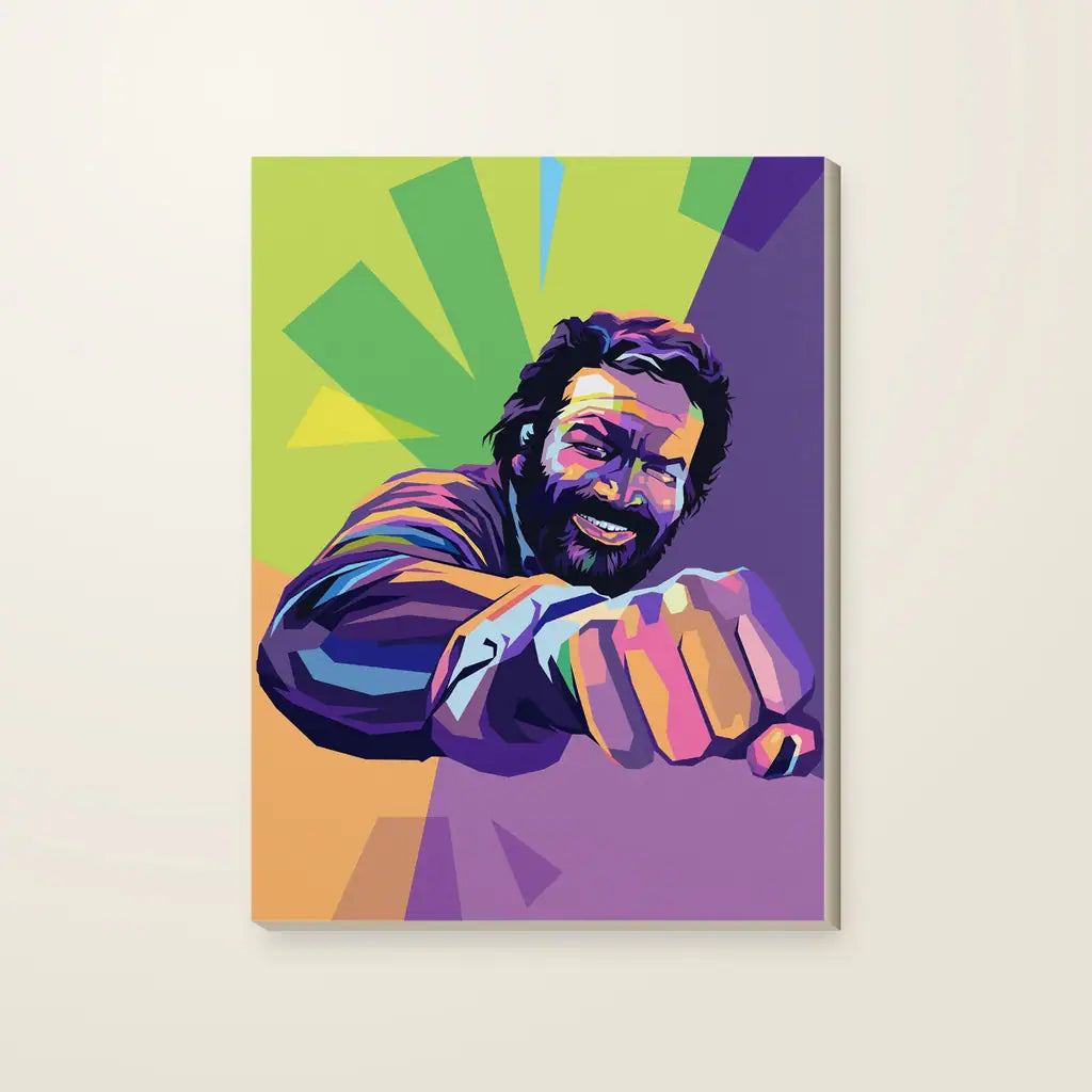 Bud Spencer Pop Art — stampa su tela, con telaio in legno