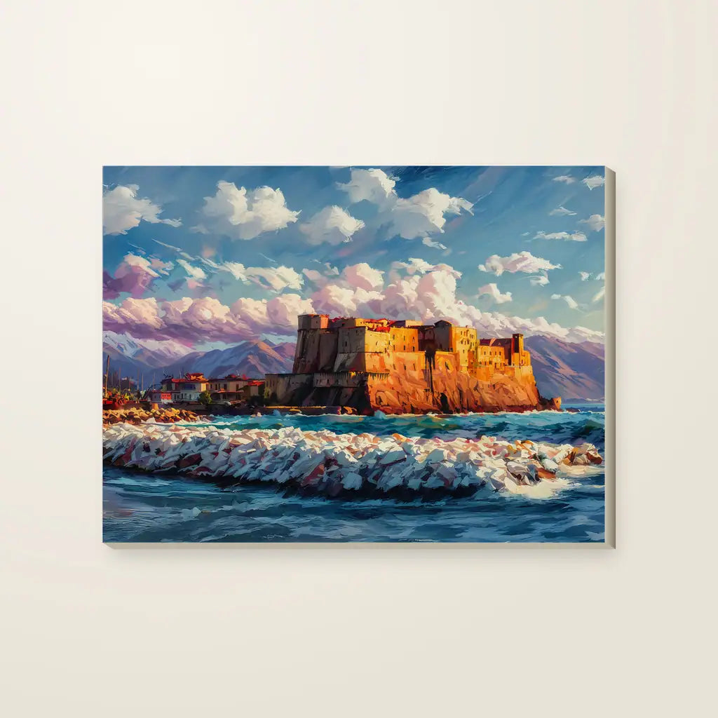Castel dell'Ovo — stampa su tela, con telaio in legno