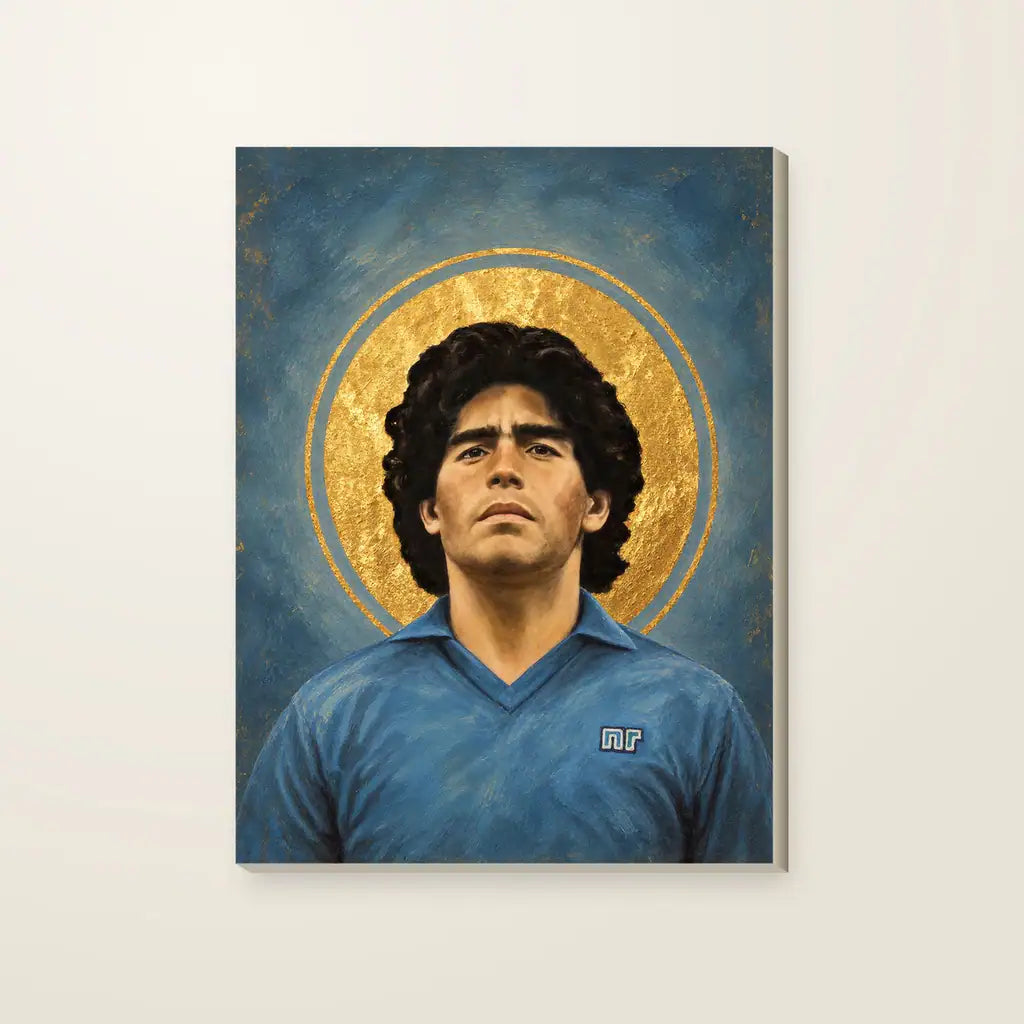 Maradona — stampa su tela, con telaio in legno