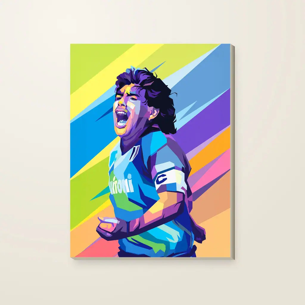 Maradona Pop Art — stampa su tela, con telaio in legno
