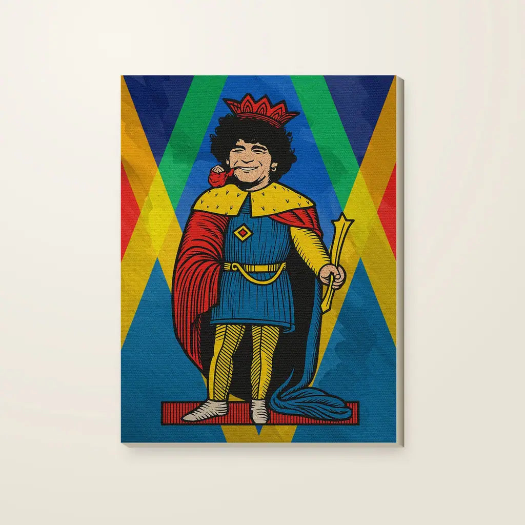 Maradona Re D10s — stampa su tela, con telaio in legno