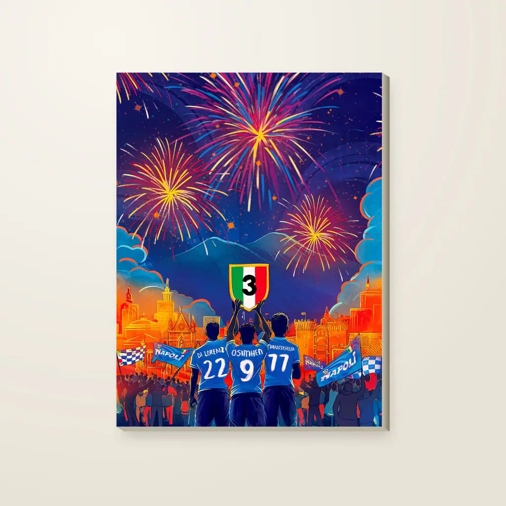 Napoli Festa Scudetto 2022/2023 — stampa su tela, con telaio in legno