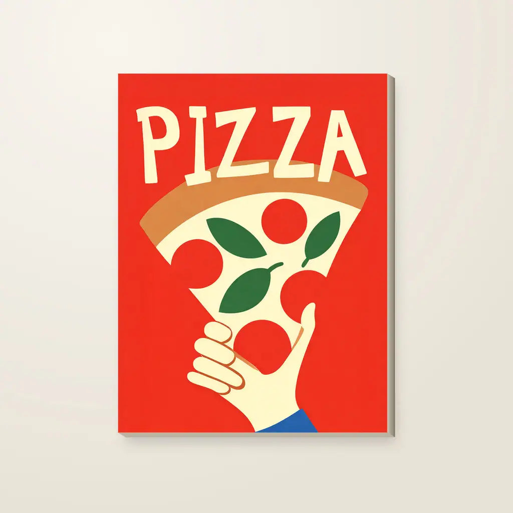 Pizza minimal — stampa su tela, con telaio in legno