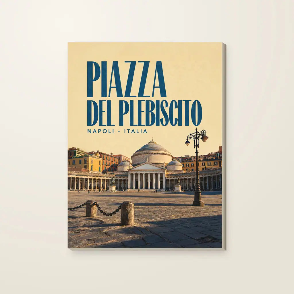 Poster Vintage Napoli — stampa su tela, con telaio in legno