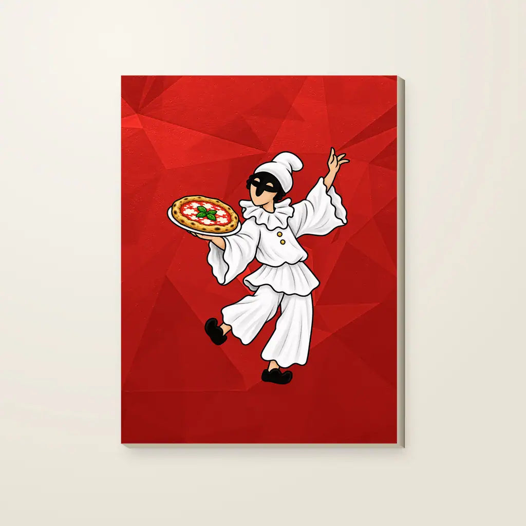 Pulcinella Pizza — stampa su tela, con telaio in legno