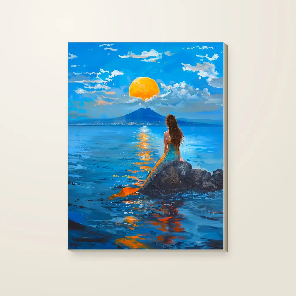 Sirena Partenope all'alba — stampa su tela, con telaio in legno