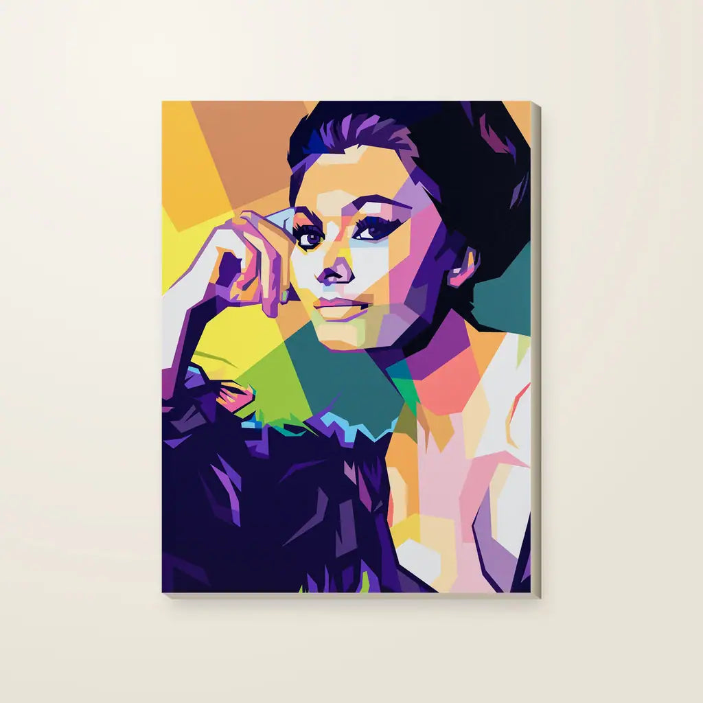 Sophia Loren Pop Art — stampa su tela, con telaio in legno