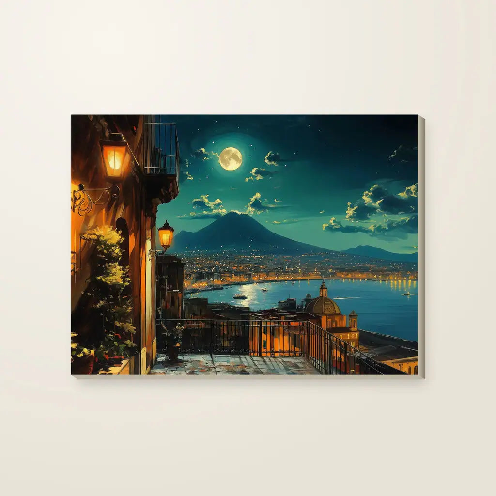 Terrazza Vesuvio Notte — stampa su tela, con telaio in legno