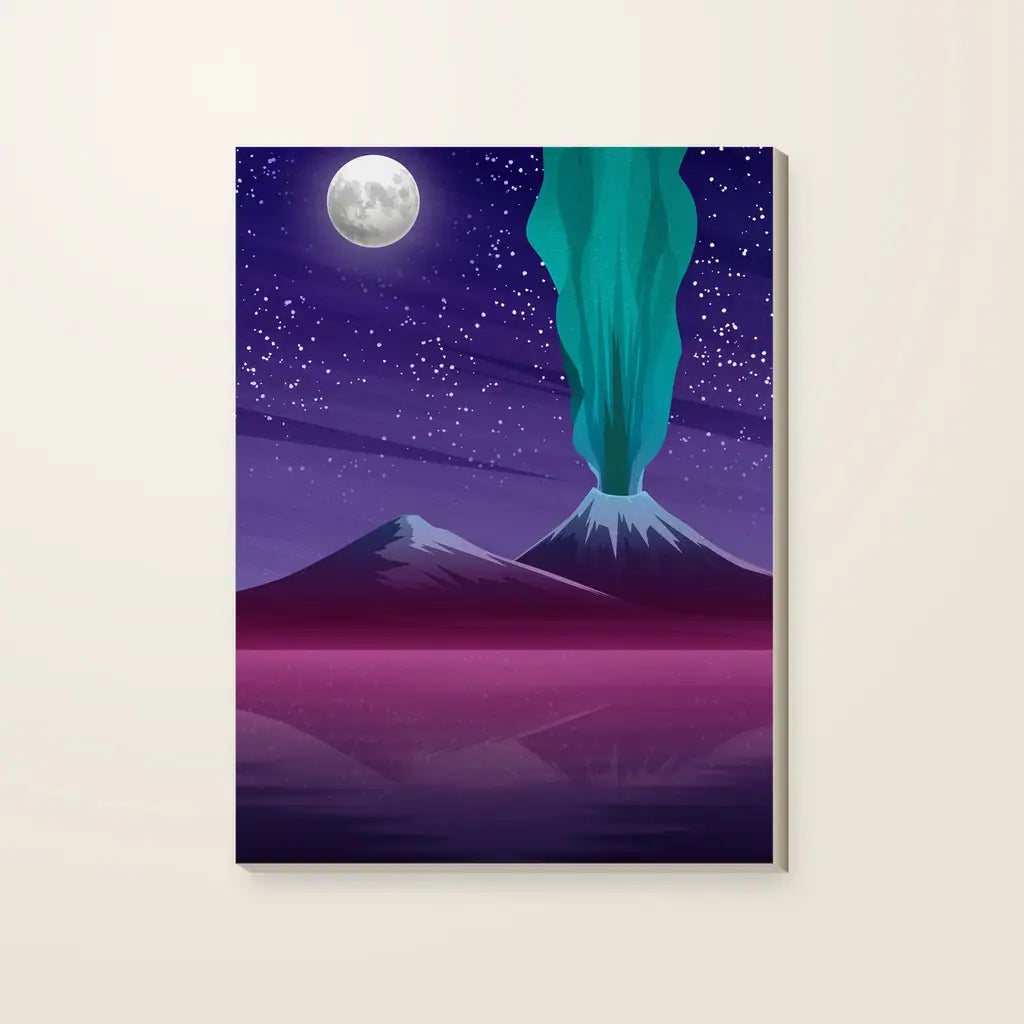 Vesuvio Artistico Pop Art — stampa su tela, con telaio in legno