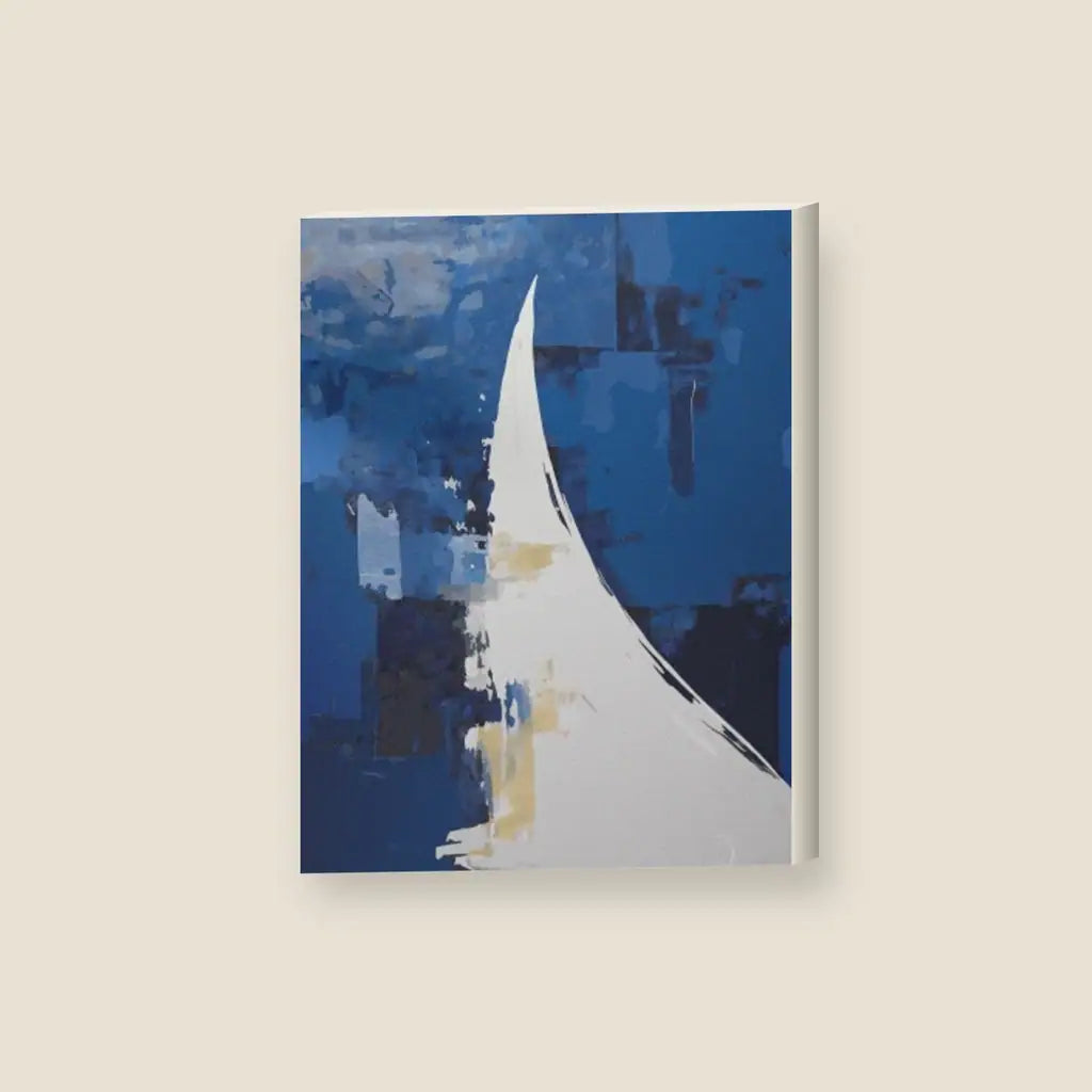 Astratto Blu Bianco — stampa su tela, con telaio in legno