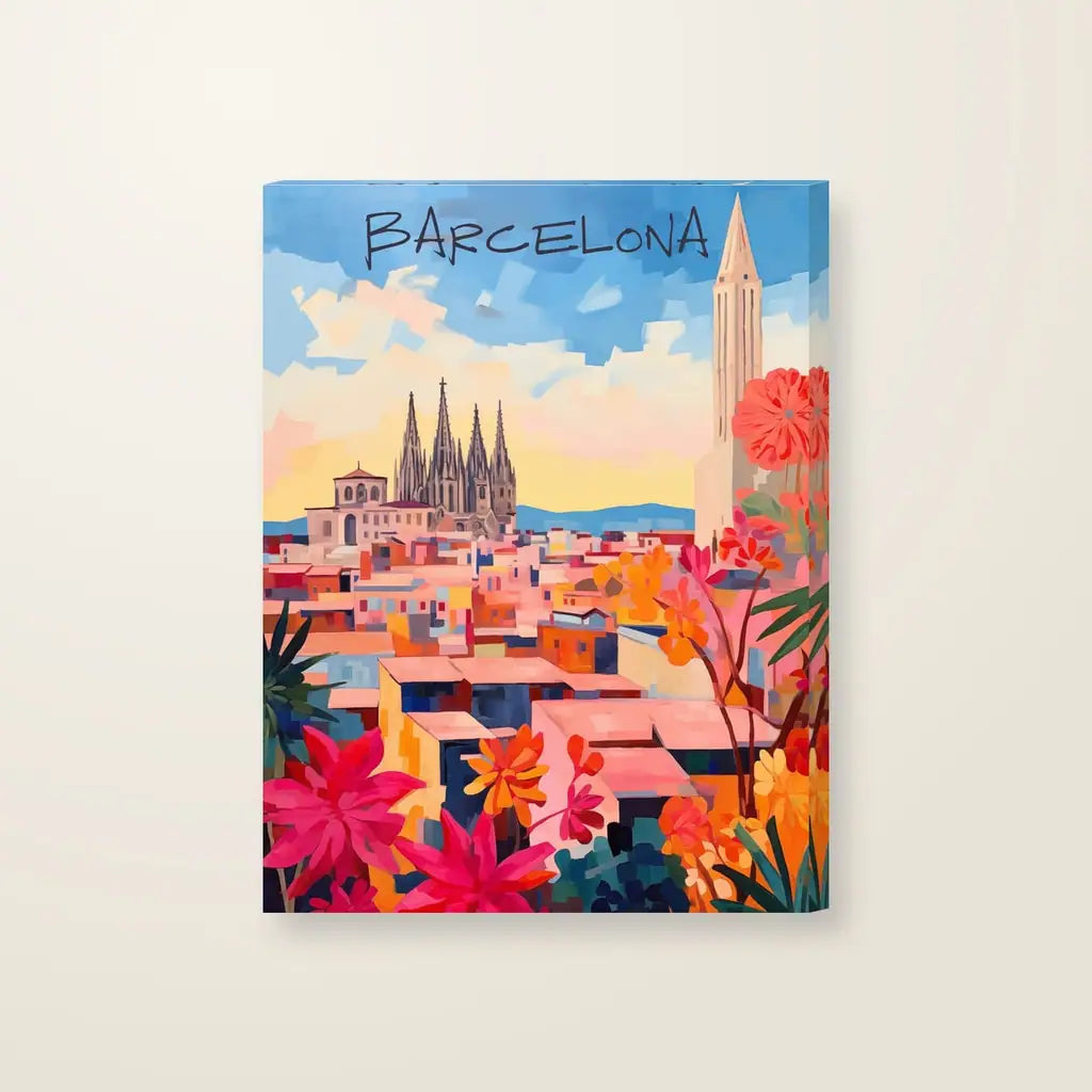 Barcellona — stampa su tela, con telaio in legno
