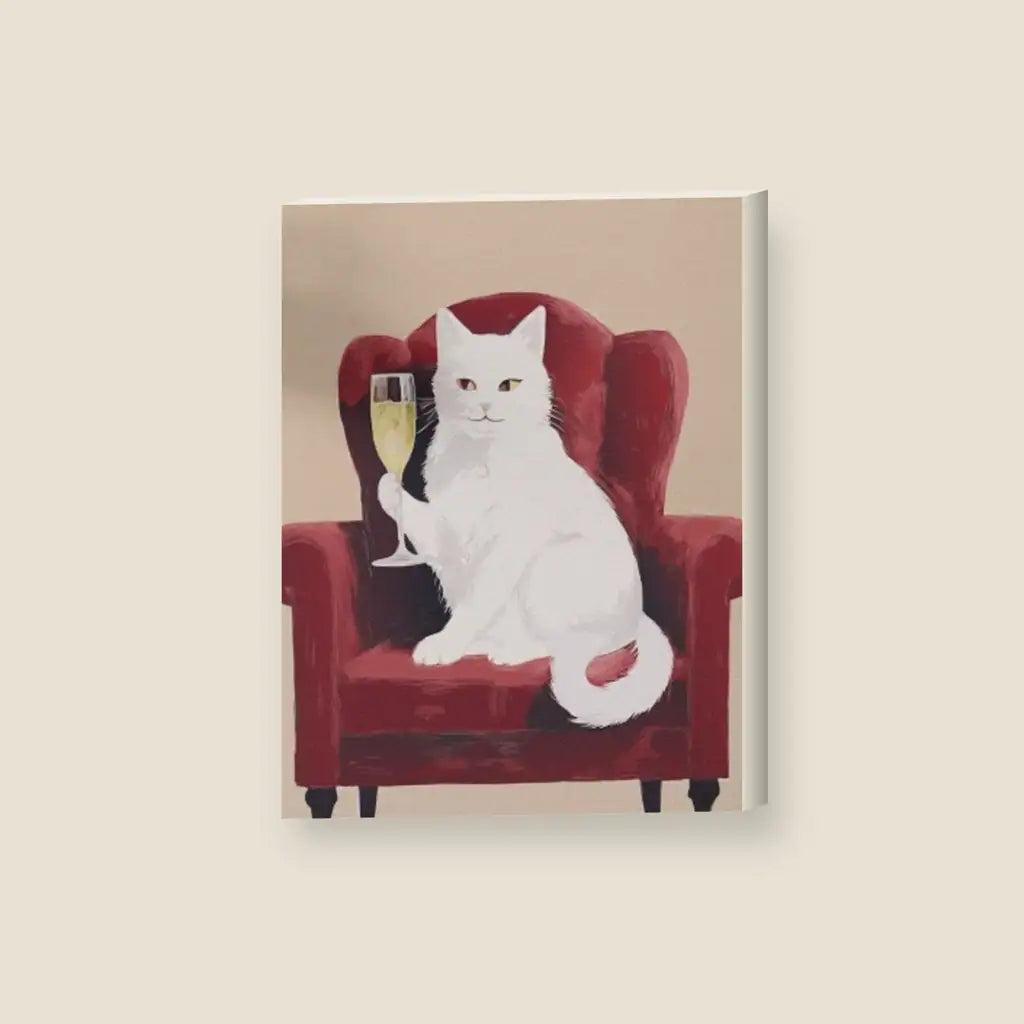 Gatto Champagne — stampa su tela, con telaio in legno