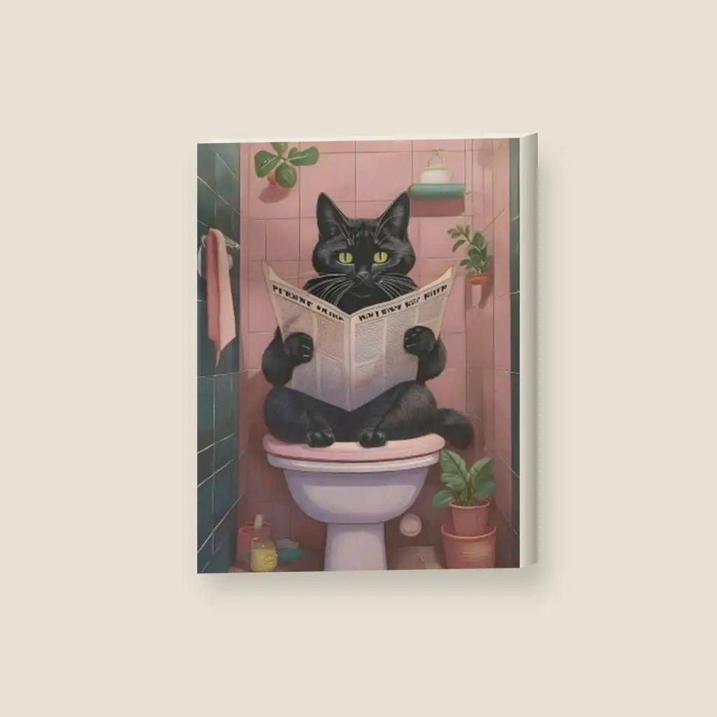 Gatto Toilette — stampa su tela, con telaio in legno