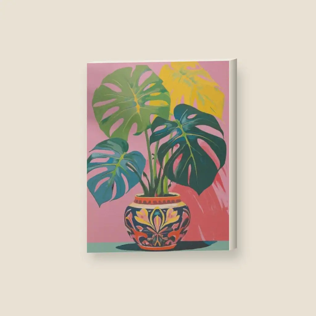 Pianta Colorful — stampa su tela, con telaio in legno