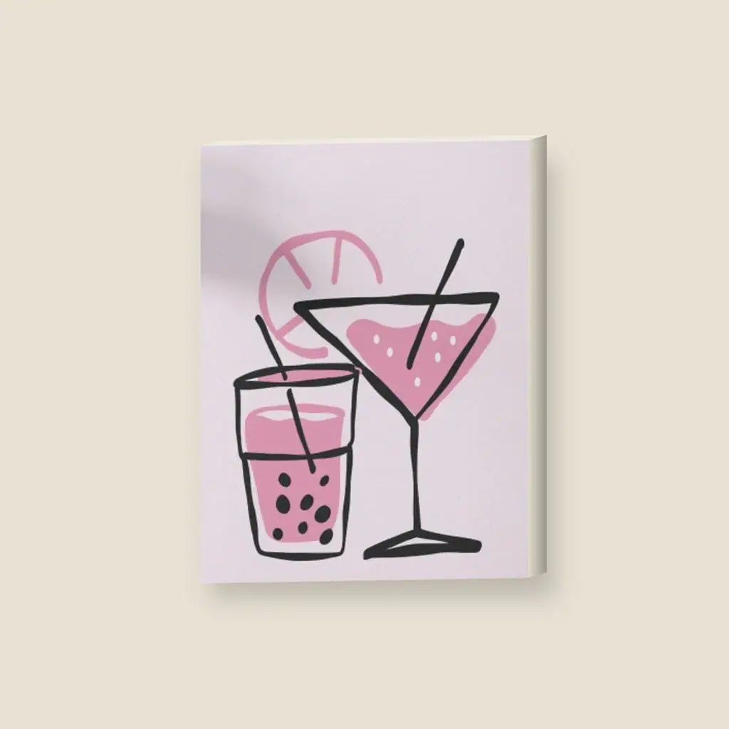 Pink Cocktail — stampa su tela, con telaio in legno