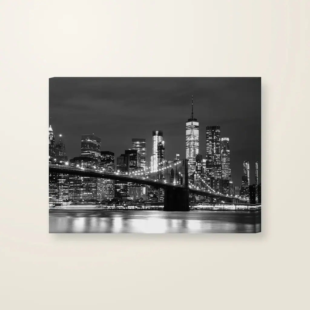 Ponte di Brooklyn B/N — stampa su tela, con telaio in legno