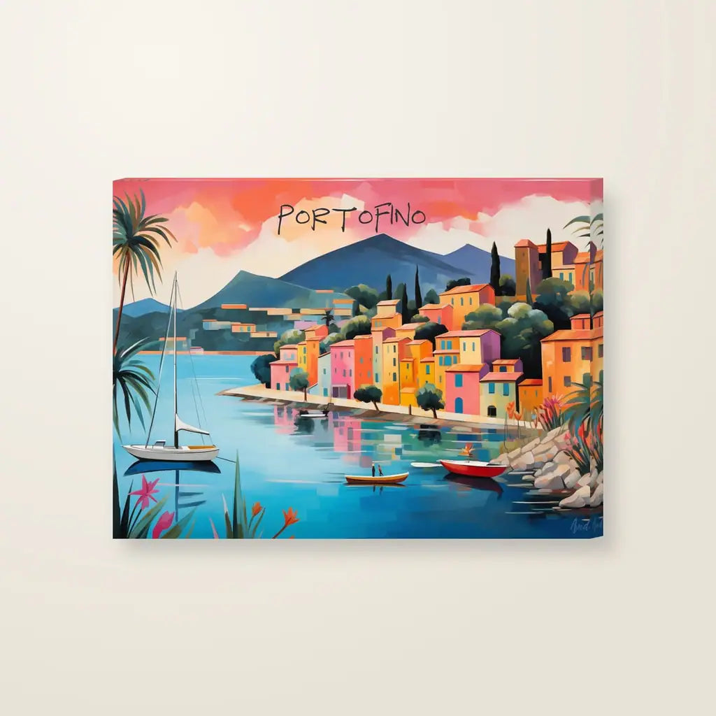 Portofino Landscape — stampa su tela, con telaio in legno