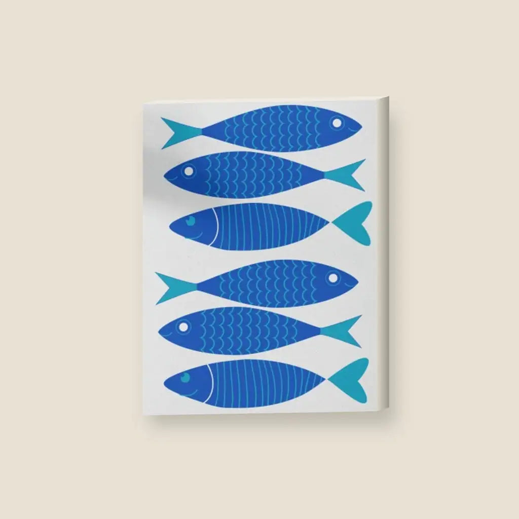 Sardine Blu — stampa su tela, con telaio in legno