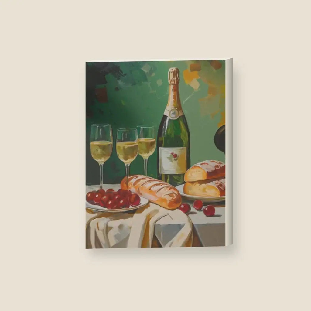 Tavola Champagne — stampa su tela, con telaio in legno