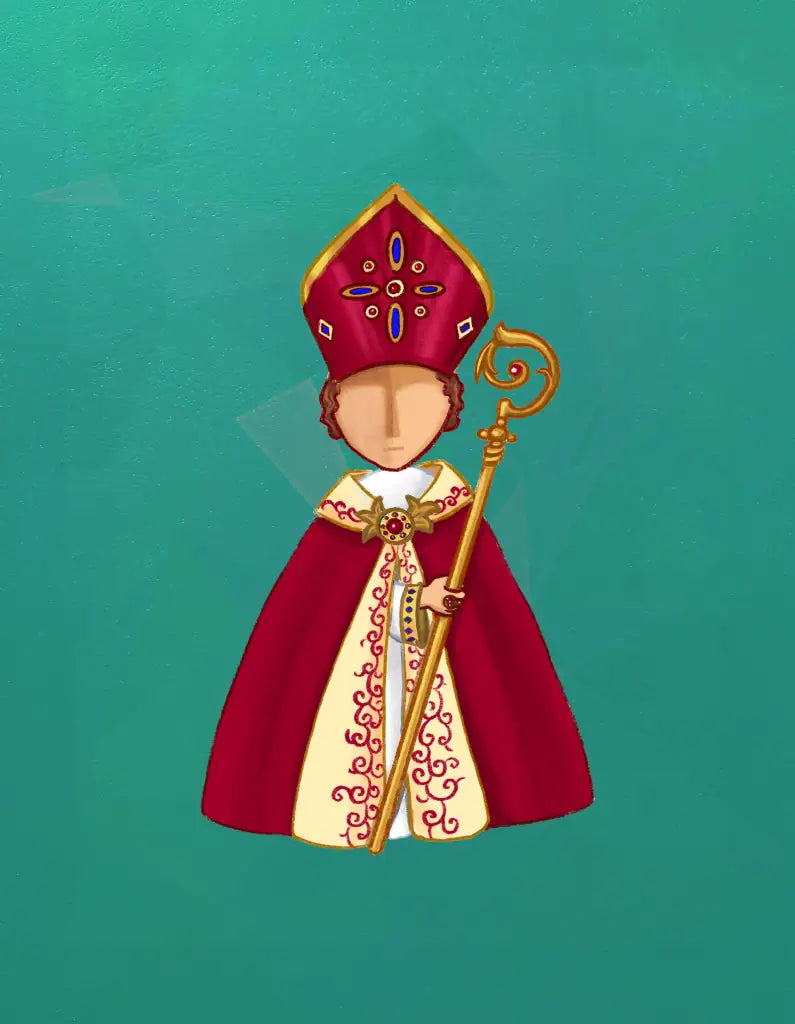 San Gennaro su sfondo verde acqua